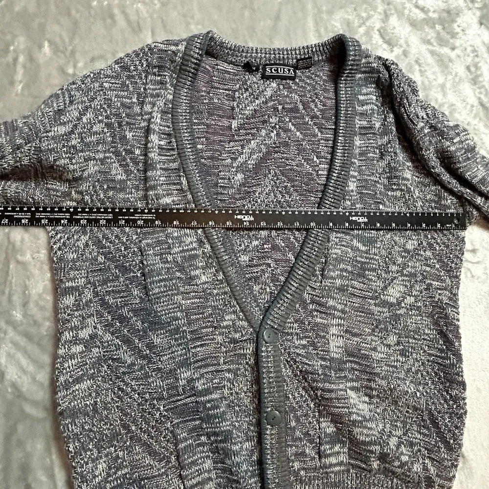 Vtg Cardigan Sweater Mens Sz L Dad Grandpa Kurt Cobain Grunge Wool Blend Gray‎